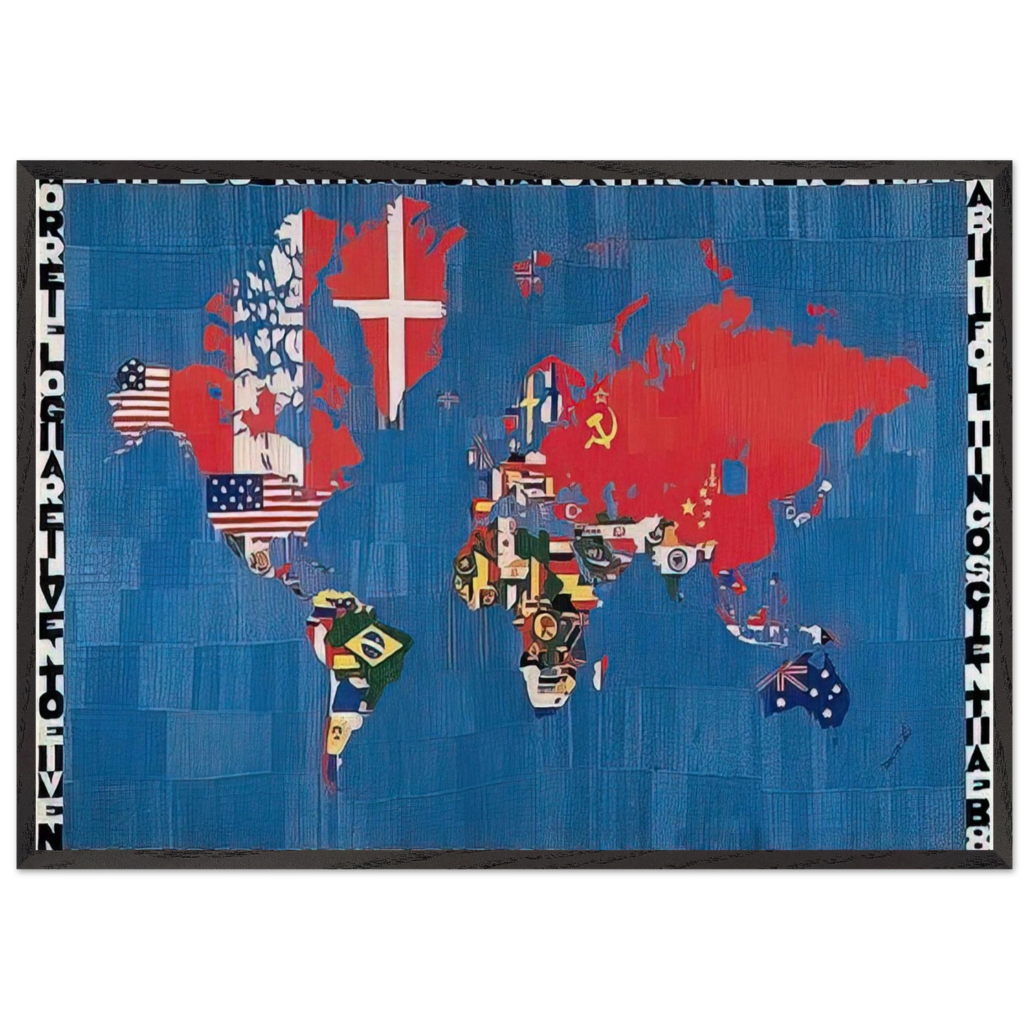 VORREI ELOGIARE IL VENTO E I VENTI CHE COLORANO - Alighiero Boetti Framed Art Print – Black Wooden Frame - Default Title - -Framed Art Print