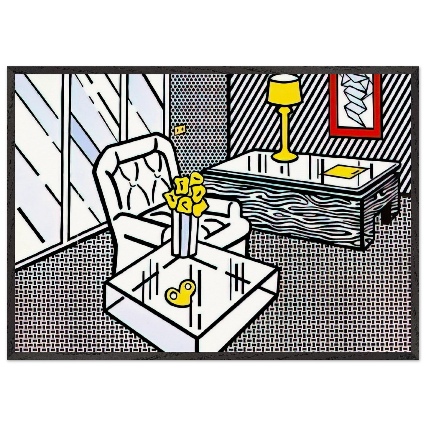 THE DEN 1990 - Roy Lichtenstein 70x100 cm / 28x40 inches Framed Art Print – Black Wooden Frame