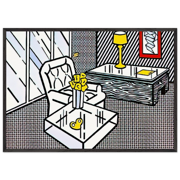 THE DEN 1990 - Roy Lichtenstein 70x100 cm / 28x40 inches Framed Art Print – Black Wooden Frame
