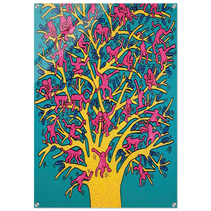 THE TREE OF MONKEYS - Keith Haring Acrylic Print - 70x100 cm / 28x40″ inches | Keith Haring Wall Art | Keith Haring Prints
