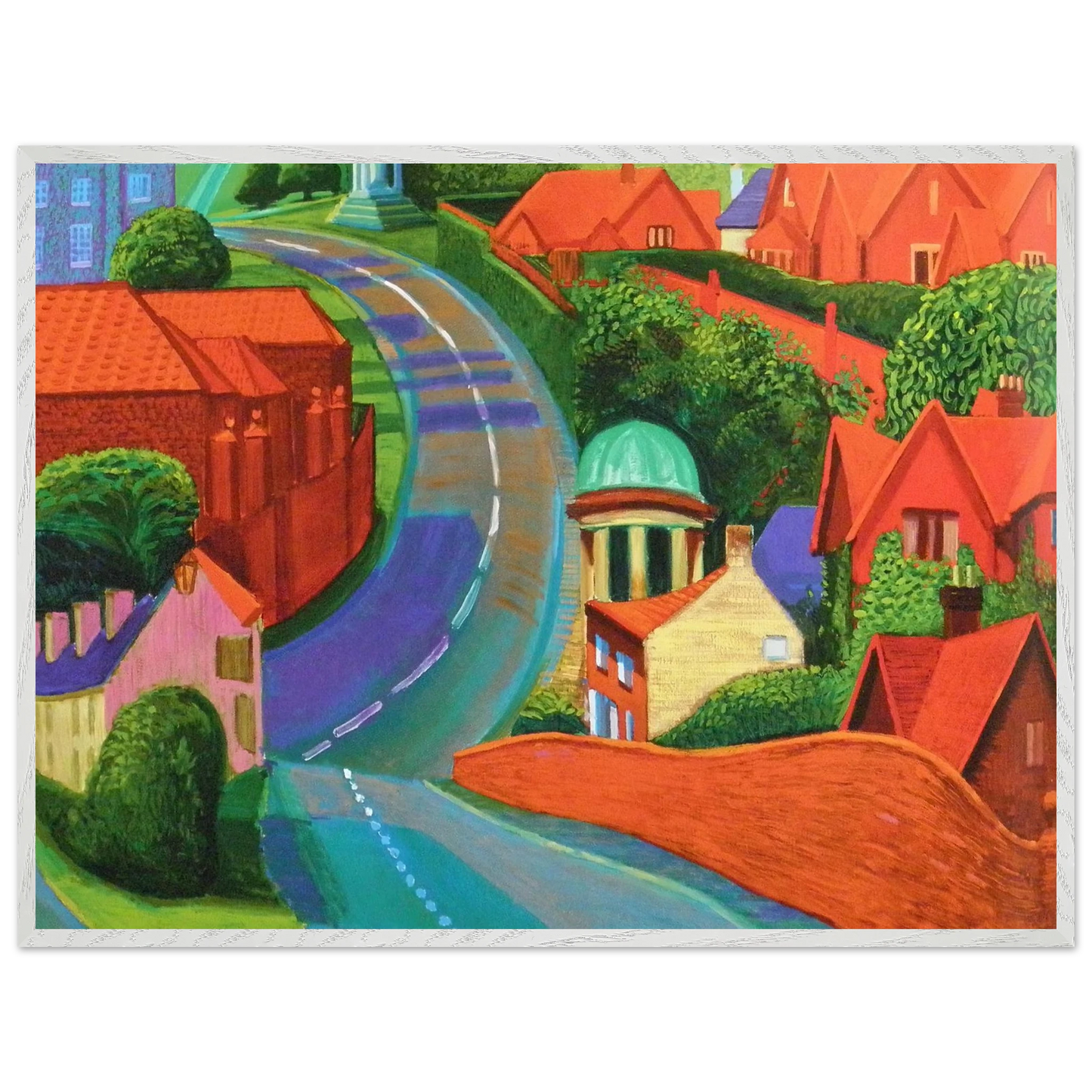 David Hockney - The Road to York Through Sledmere - 50x50 cm / 20x20 inches - Premium Wooden Framed Poster With Fine Art Paper-canvas - Black frame