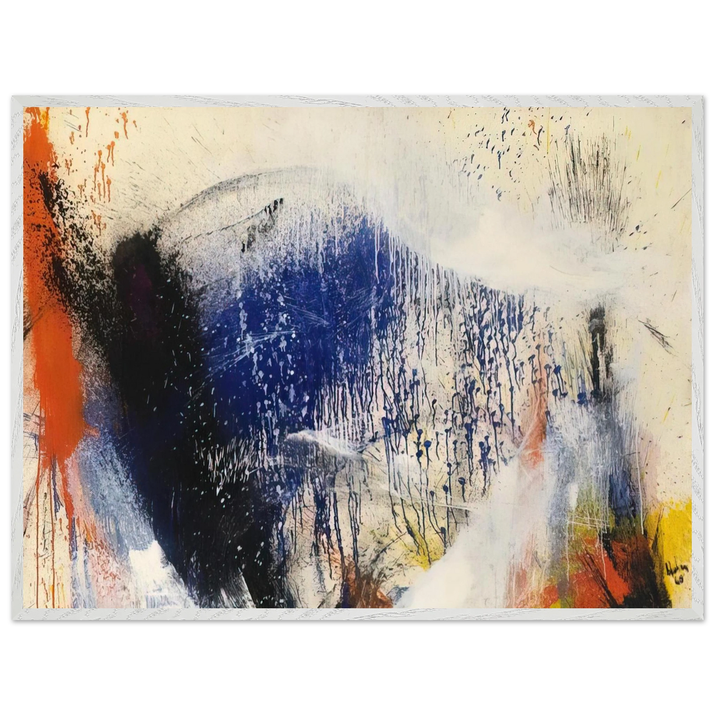Helen Frankenthaler - Untitled - 1960 Wall art - 28x43 cm / XL (11x17 inches) - Premium Wooden Framed Poster With Fine Art Paper - White frame