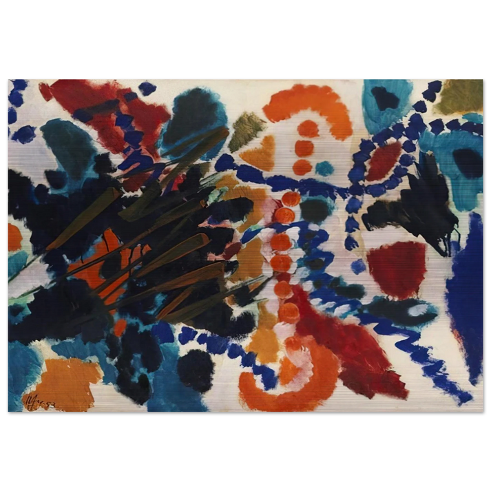 Von Goldfarben und Blau - 1953 - Ernst Wilhelm Nay Brushed Aluminum Print - 70x100 cm / 28x40 inches | Ernst Wilhelm Nay Aluminum Print | Ernst Wilhelm Nay Prints