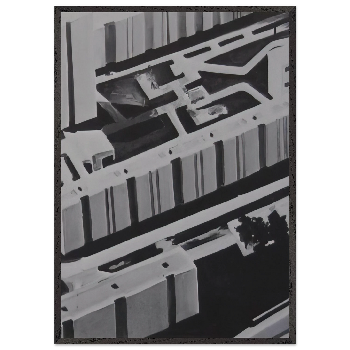 TOWNSCAPE SL 1969 0 - Gerhard Richter Framed Art Print – Black Wooden Frame - Default Title - -Framed Art Print