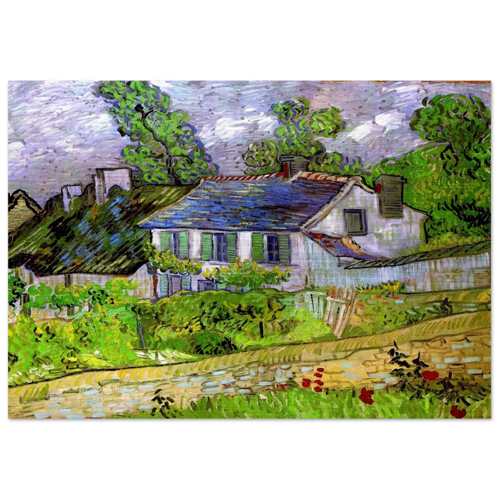 Houses in Auvers - Vincent van Gogh Brushed Aluminum Print - 70x100 cm / 28x40 inches | Vincent van Gogh Aluminum Print | Vincent van Gogh Prints