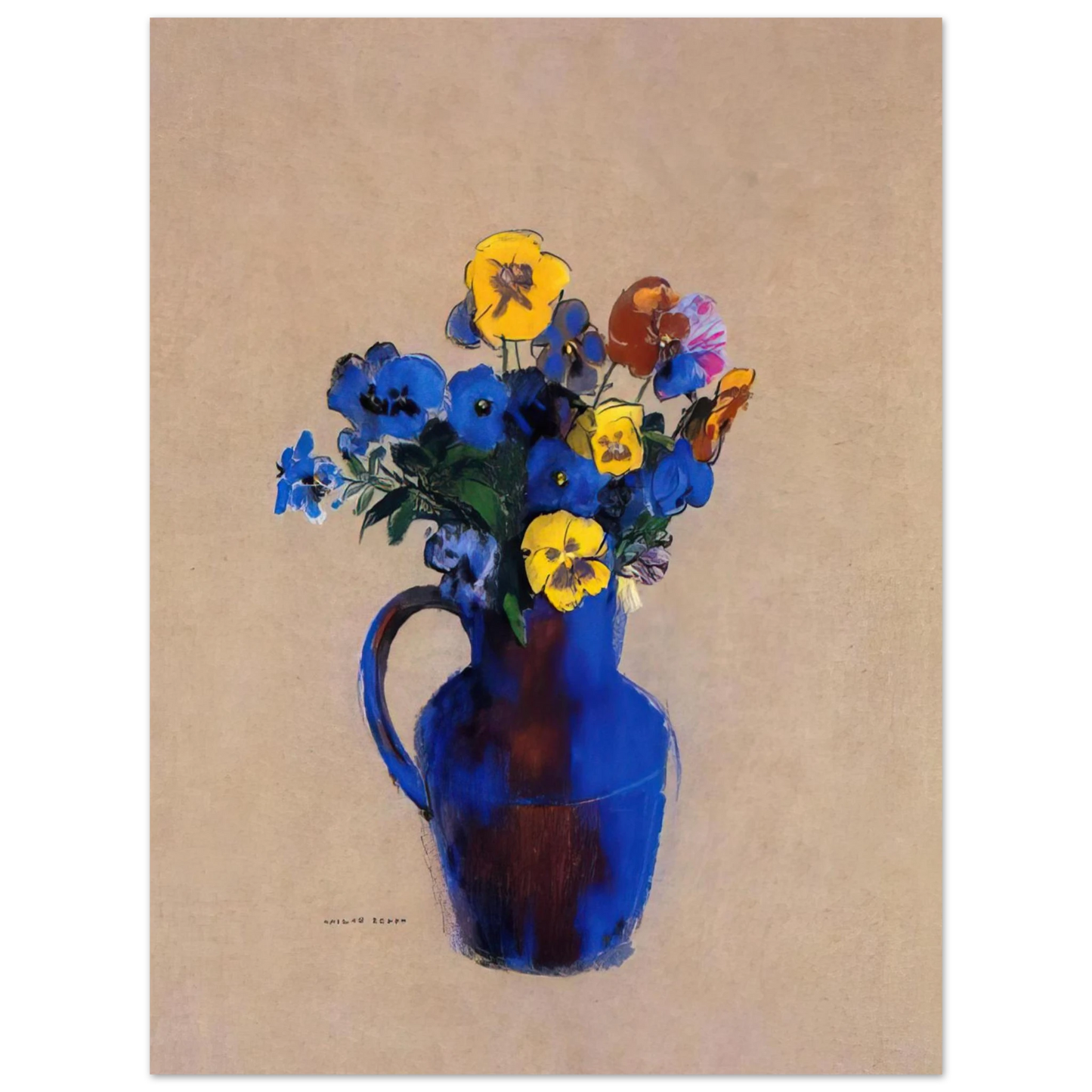 Odilon Redon - VASE OF FLOWERS PANSIES Fine Art Poster - Default Title
