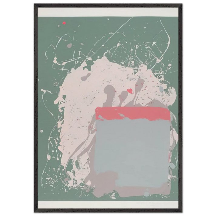 Grey Blue on Green - 1971 - John Hoyland 70x100 cm / 28x40 inches Framed Art Print – Black Wooden Frame