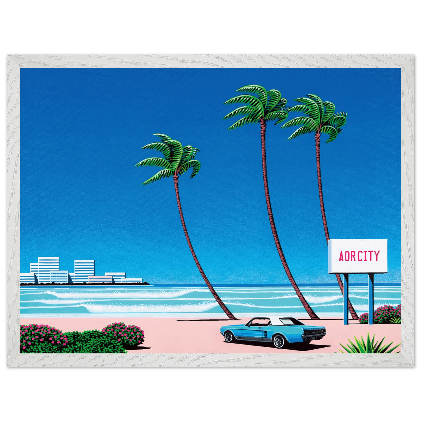 Hiroshi Nagai - Light Mellow Sealine Wall Art - 60x80 cm / 24x32 inches - Premium Wooden Framed Poster With Fine Art Paper - Black frame