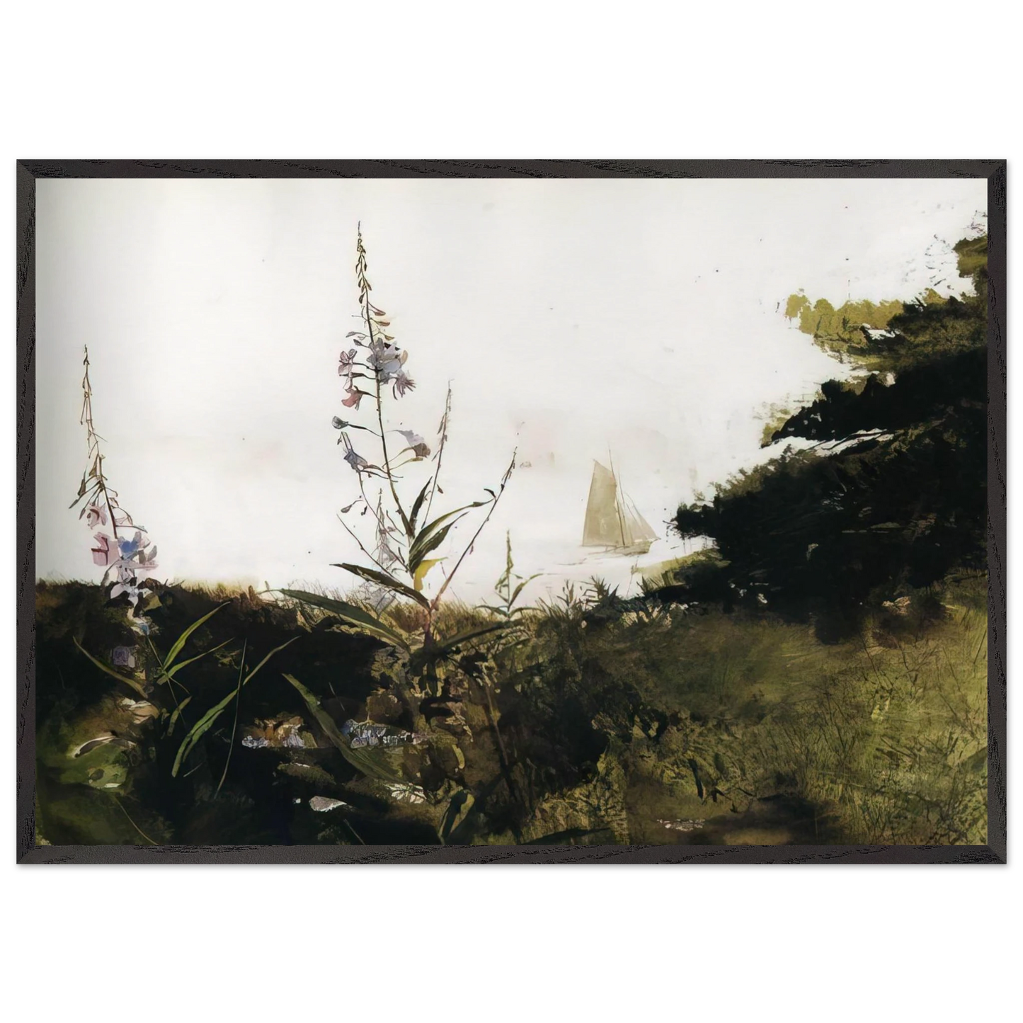 UNDER SAIL - Andrew Wyeth Framed Art Print – Black Wooden Frame - Default Title - -Framed Art Print