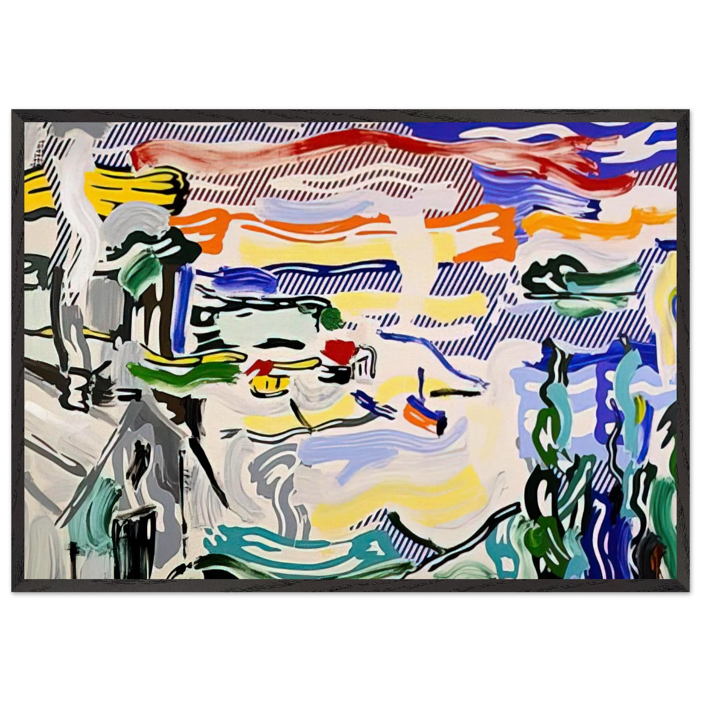 COAST VILLAGE 1987 - Roy Lichtenstein 70x100 cm / 28x40 inches Framed Art Print – Black Wooden Frame