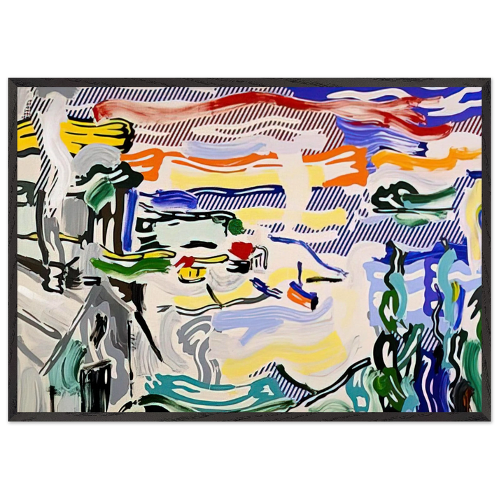 COAST VILLAGE 1987 - Roy Lichtenstein 70x100 cm / 28x40 inches Framed Art Print – Black Wooden Frame