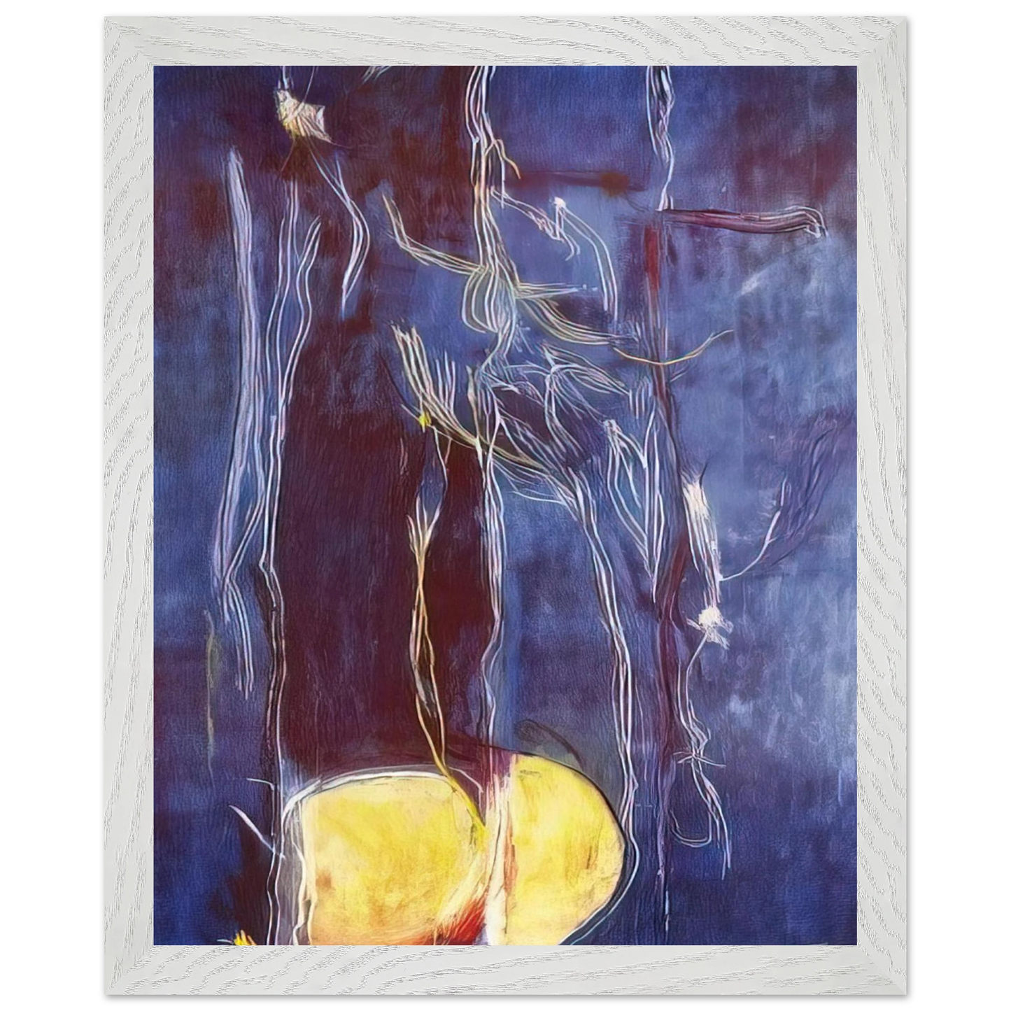 Helen Frankenthaler - All About Blue - 1994 Wall art - 20x25 cm / 8x10 inches - Premium Wooden Framed Poster With Fine Art Paper - White frame