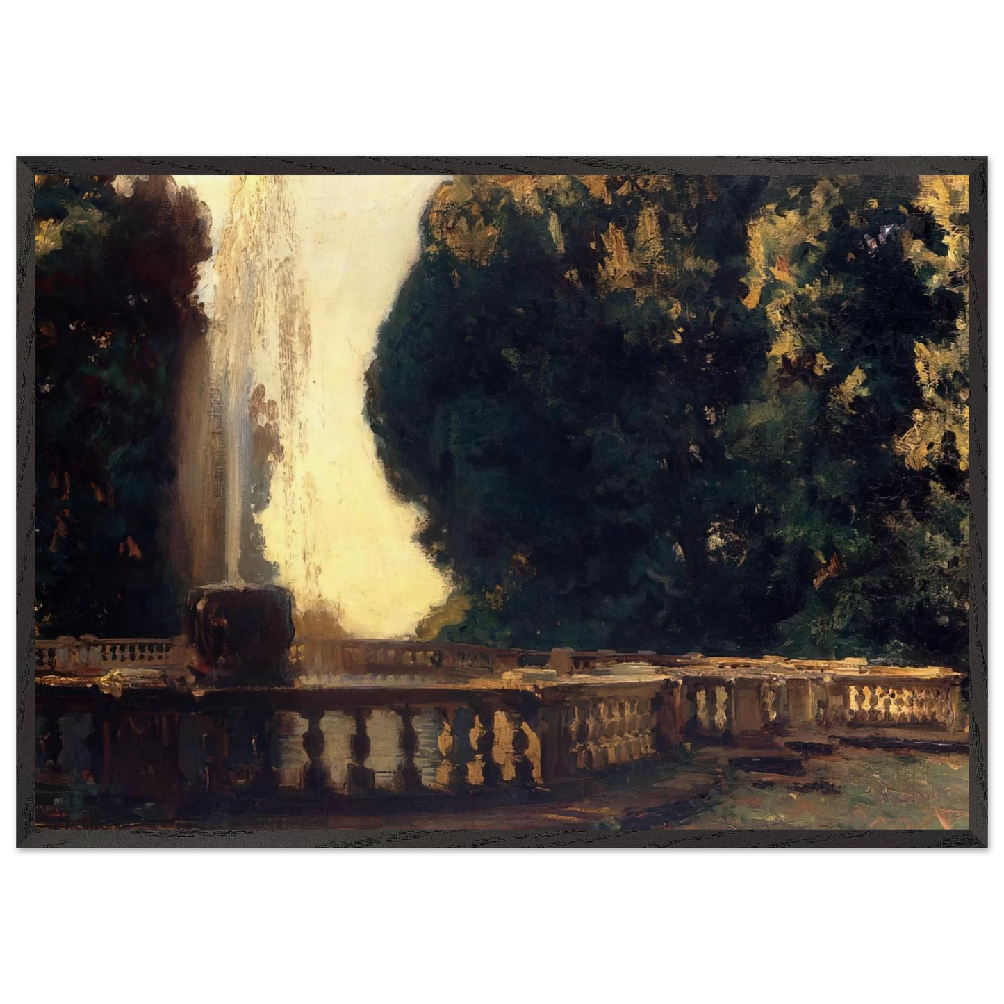 Villa Torlonia Fountain - John Singer Sargent Framed Art Print – Black Wooden Frame - Default Title - -Framed Art Print