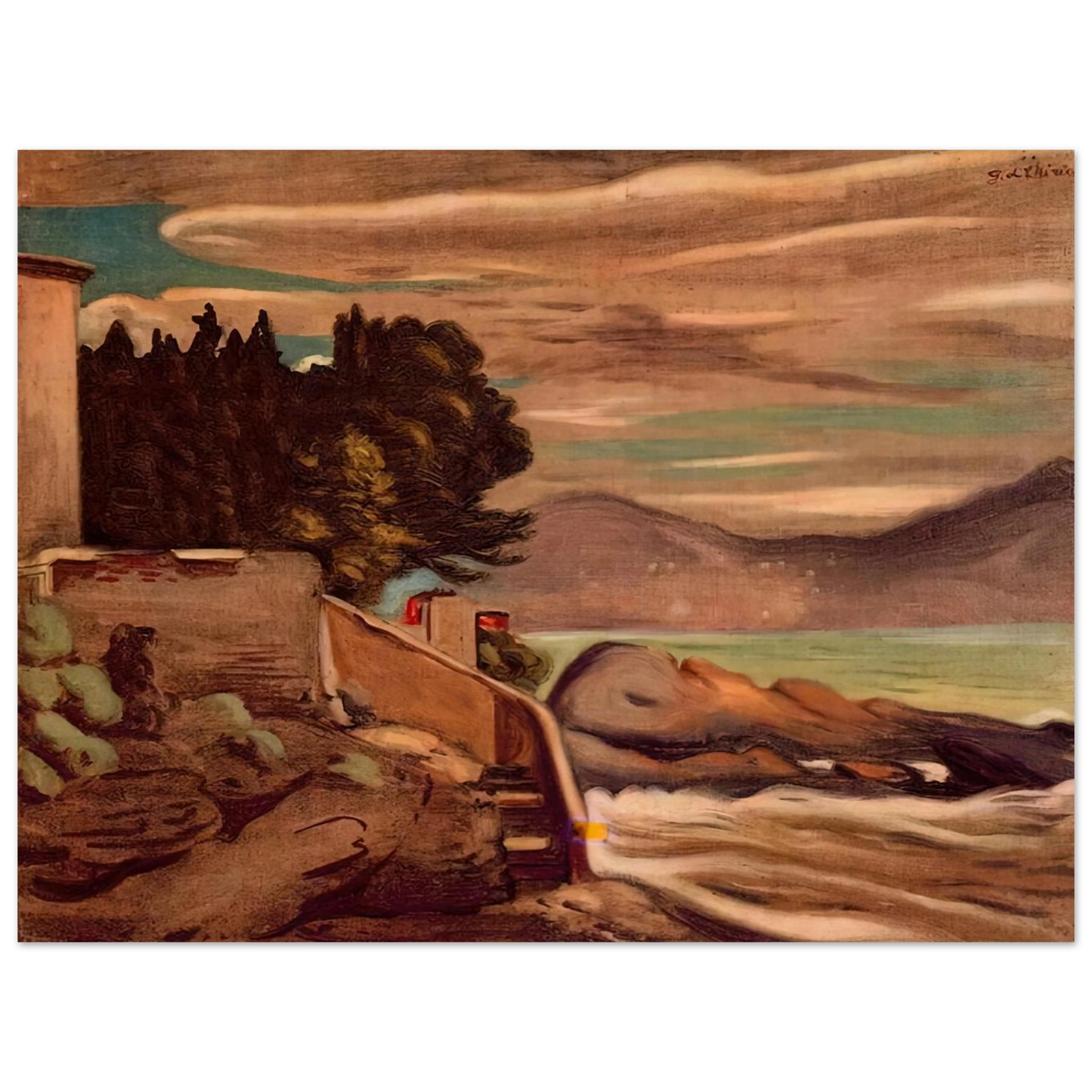 Giorgio de Chirico - LANDSCAPE NEAR GENOVA Fine Art Poster - Default Title