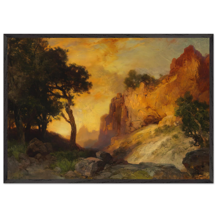 A Side Canyon - Thomas Moran 70x100 cm / 28x40 inches Framed Art Print – Black Wooden Frame