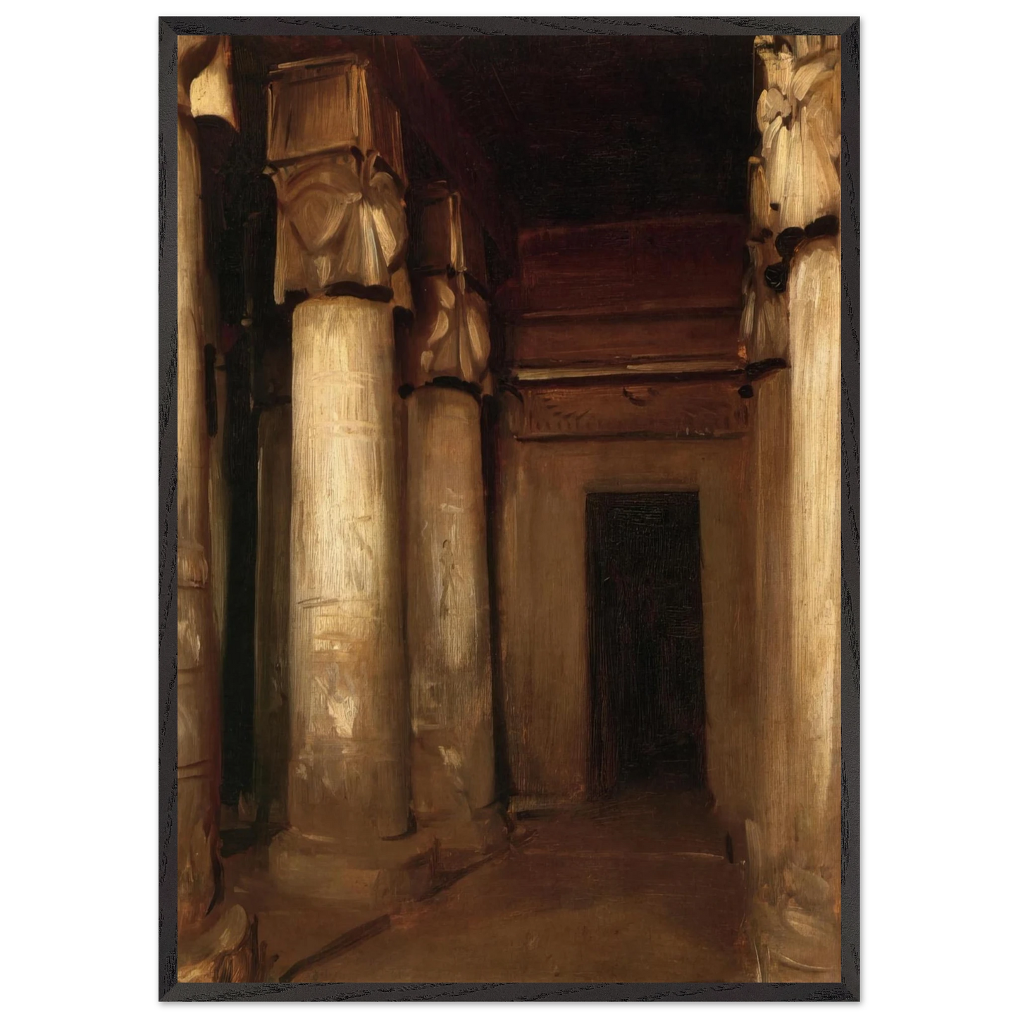 Temple of Denderah - John Singer Sargent 70x100 cm / 28x40 inches Framed Art Print – Black Wooden Frame