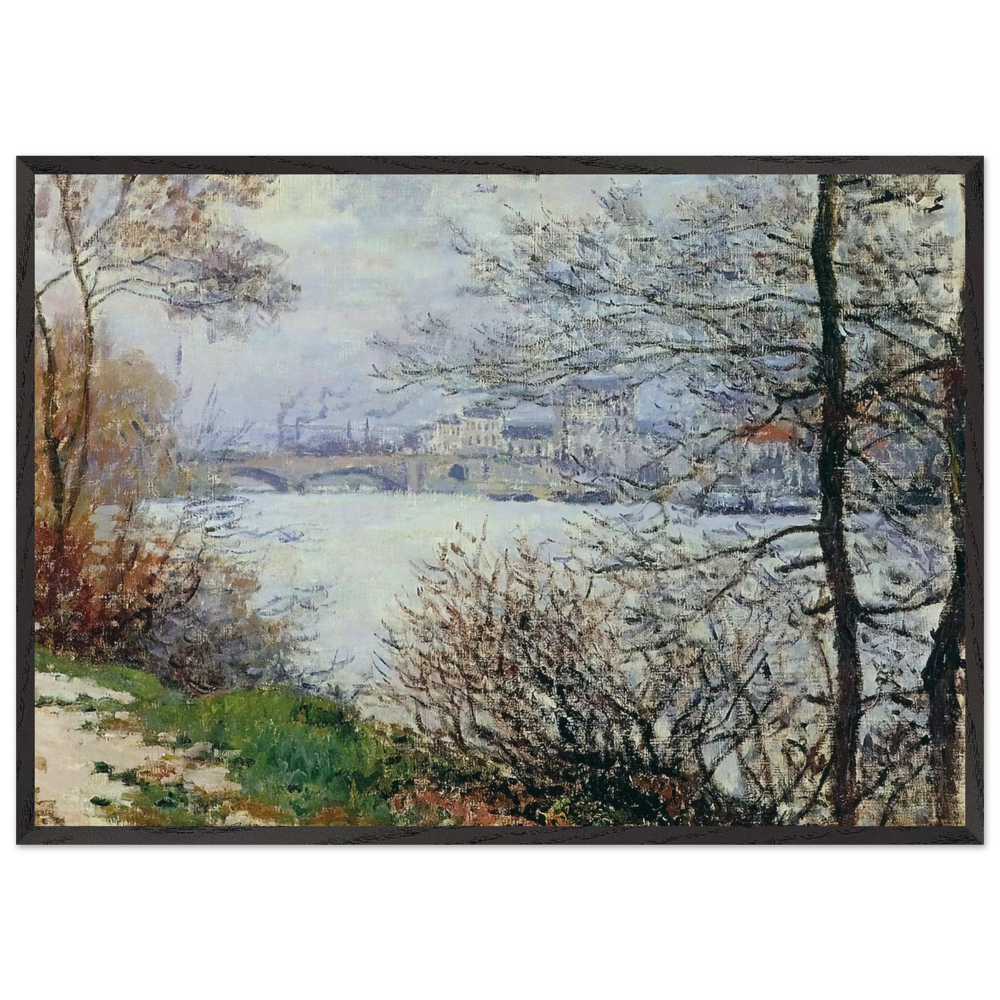 The Banks of the Seine Ile de la Grande-Jatte - claude monet Framed Art Print – Black Wooden Frame - Default Title - -Framed Art Print