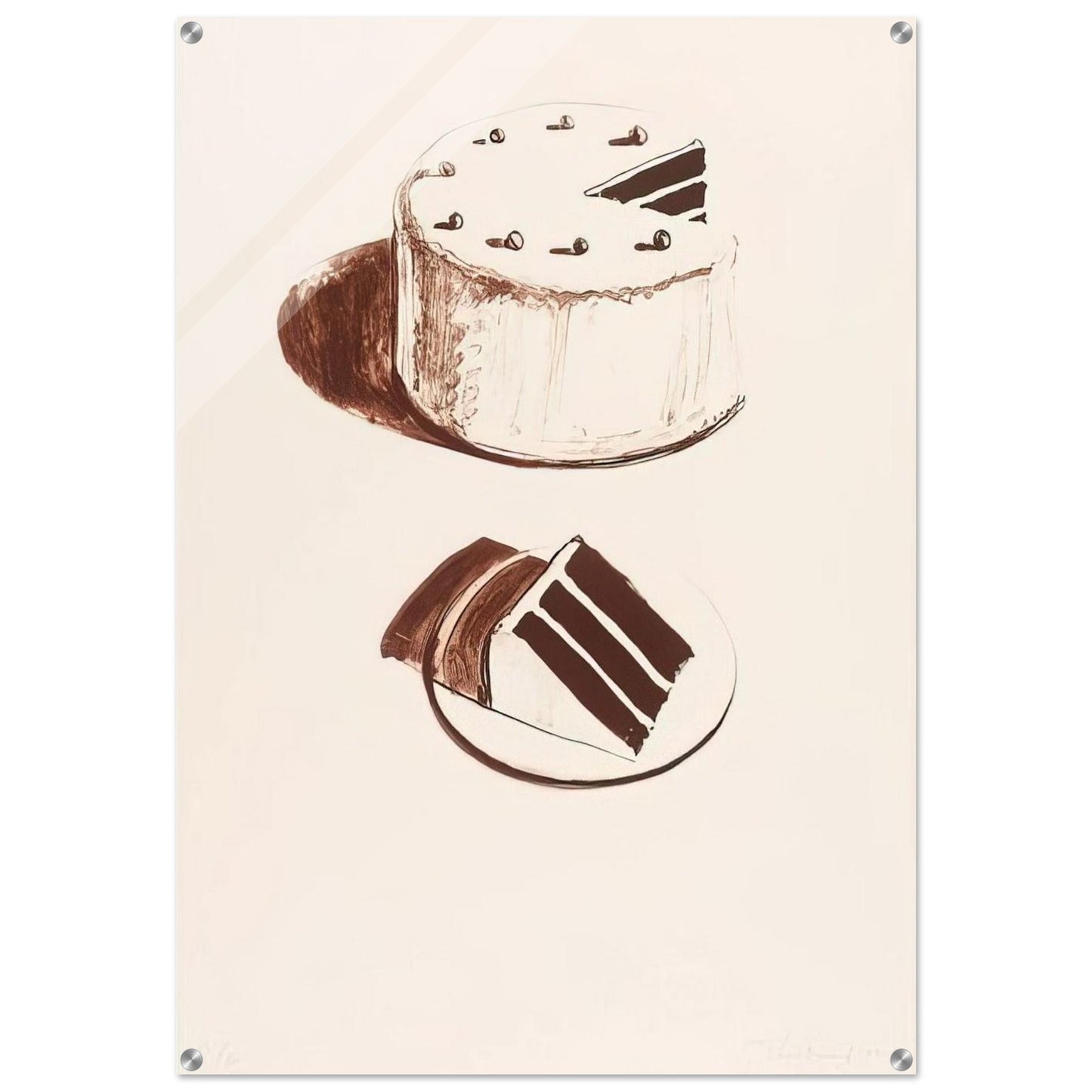 Chocolate Cake - 1971 - Wayne Thiebaud Acrylic Print - 70x100 cm / 28x40″ inches | Wayne Thiebaud Wall Art | Wayne Thiebaud Prints