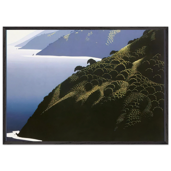 Big Sur Calm - Eyvind Earle 70x100 cm / 28x40 inches Framed Art Print – Black Wooden Frame