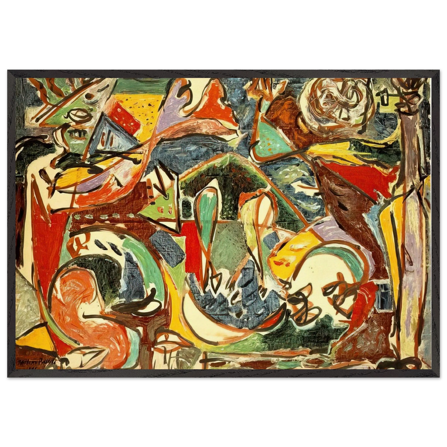 THE KEY - Jackson Pollock Framed Art Print – Black Wooden Frame - Default Title - -Framed Art Print