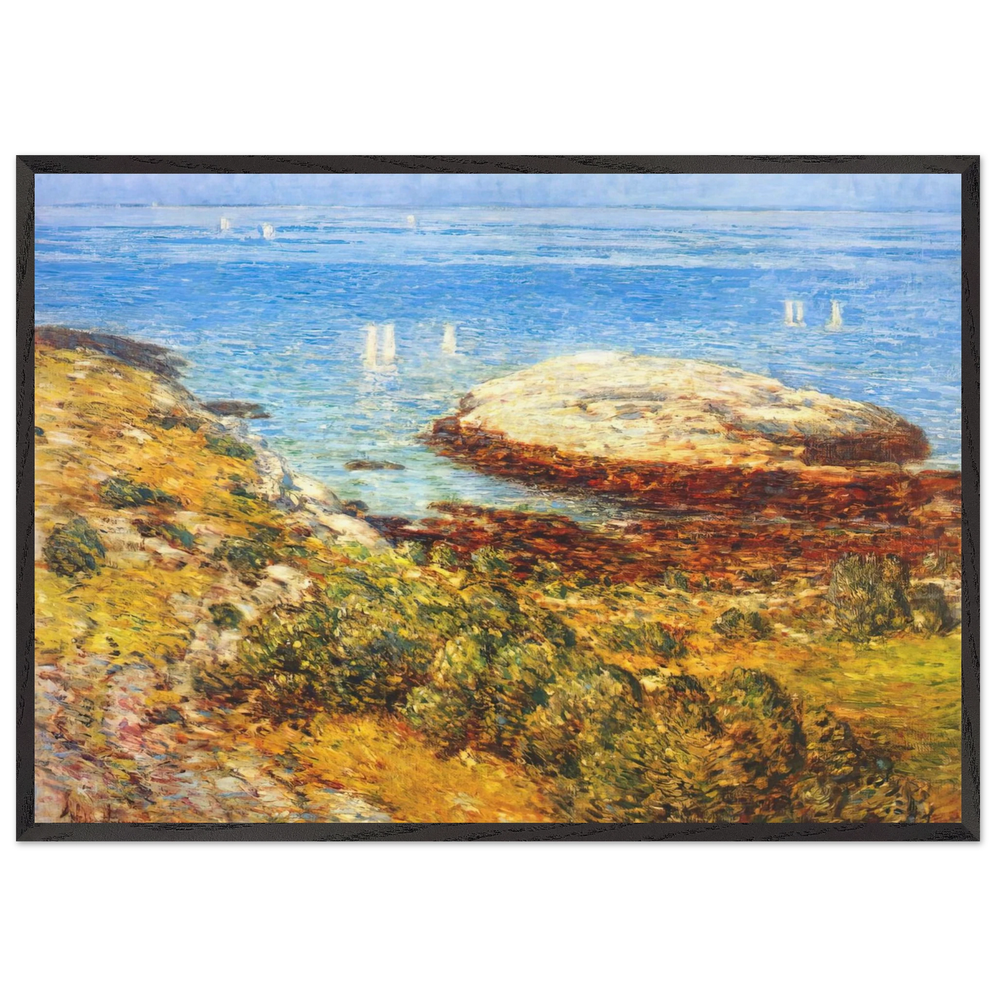 Early morning calm - Childe Hassam 70x100 cm / 28x40 inches Framed Art Print – Black Wooden Frame