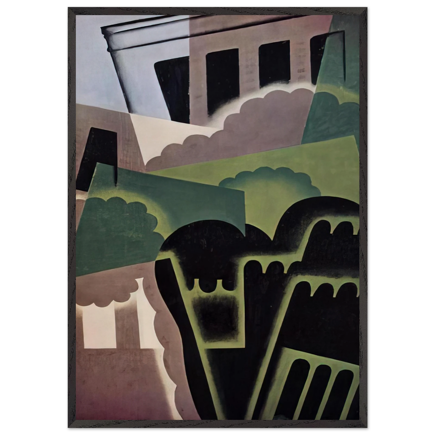 LANDSCAPE N10 - Juan Gris 70x100 cm / 28x40 inches Framed Art Print – Black Wooden Frame