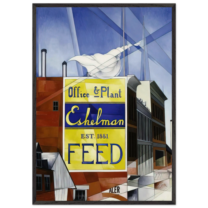 Buildings Lancaster - 1930 - Charles Demuth 70x100 cm / 28x40 inches Framed Art Print – Black Wooden Frame