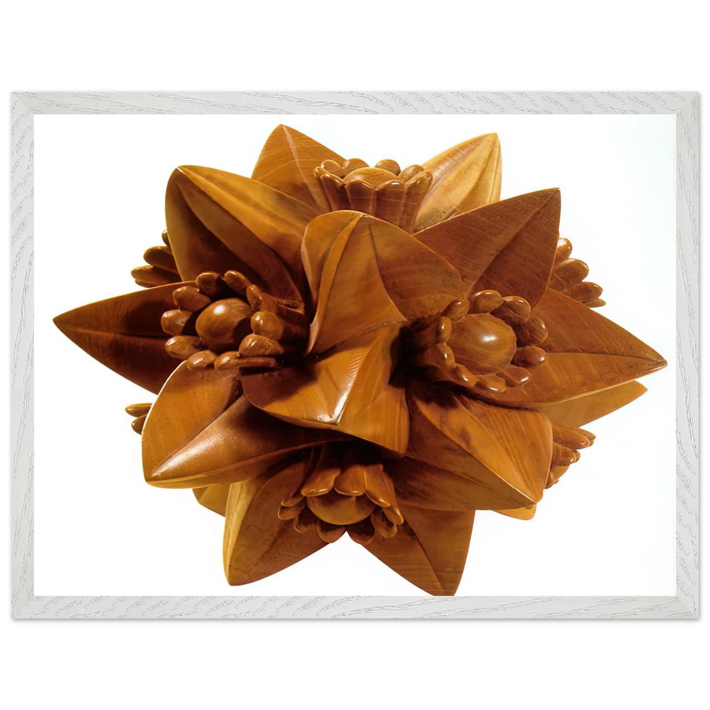 MC Escher - POLYHEDRON WITH FLOWERS Wall Art - 60x80 cm / 24x32 inches - Premium Wooden Framed Poster With Fine Art Paper-canvas - Wood frame