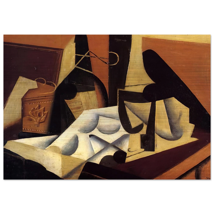 STILL LIFE WITH WHITE TABLECLOTH 1916 - Juan Gris Brushed Aluminum Print - 70x100 cm / 28x40 inches | Juan Gris Aluminum Print | Juan Gris Prints