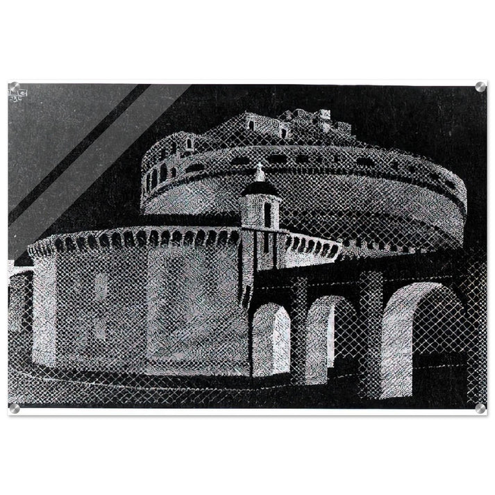 NOCTURNAL ROME CASTEL SANT ANGELO - MC Escher Acrylic Print - 70x100 cm / 28x40″ inches | Maurits Cornelis Escher Prints