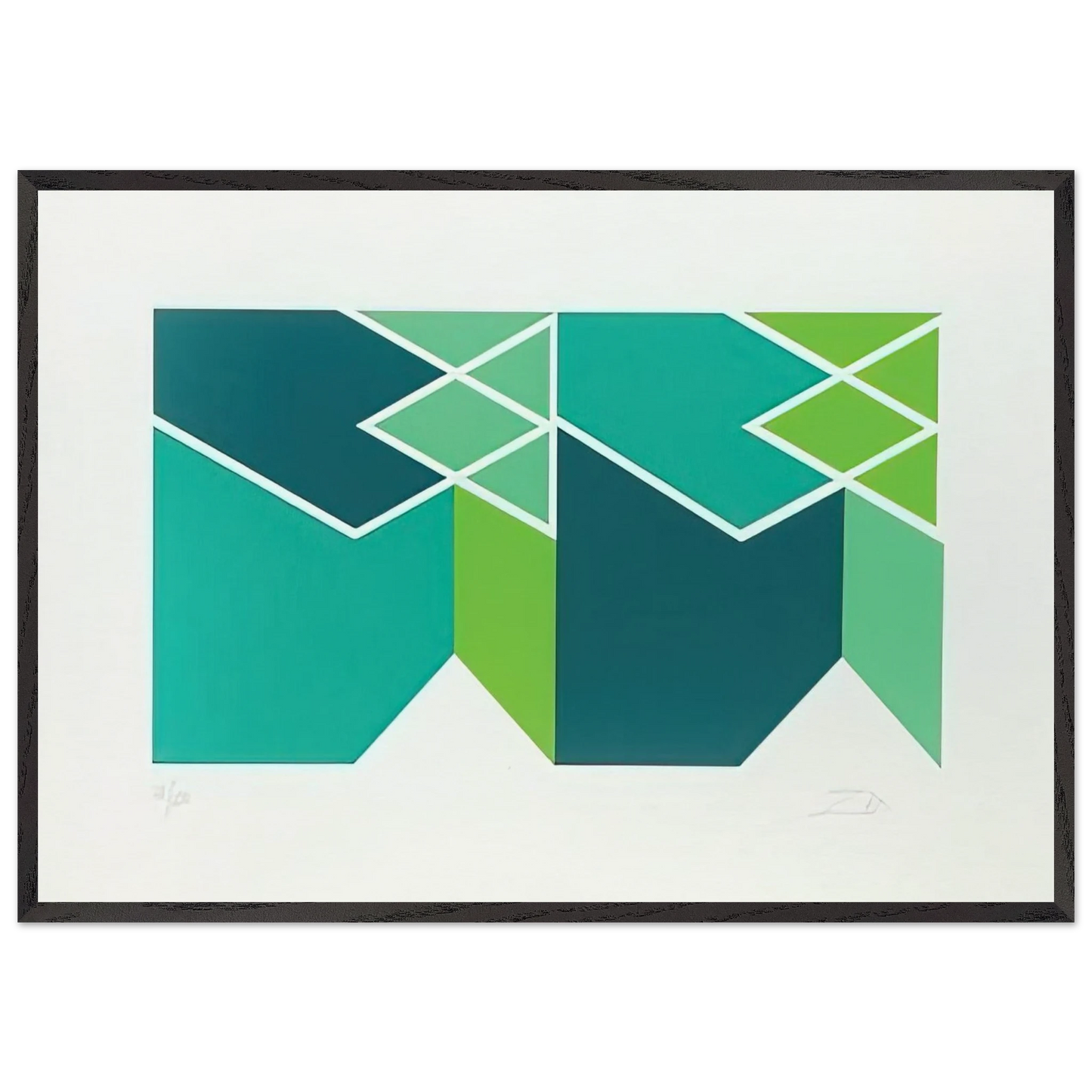 Green Composition - 1980 - Larry Zox 70x100 cm / 28x40 inches Framed Art Print – Black Wooden Frame