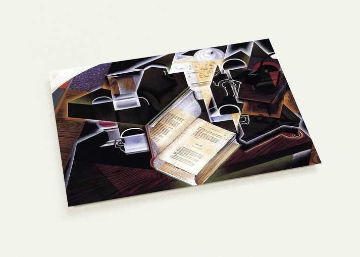 BOOK PIPE AND GLASSES By Juan Gris Pack of 10 Post Cards | Juan Gris Post Cards | A6 (10.5 x 14.8 cm) - 4.1 x 5.8 inches