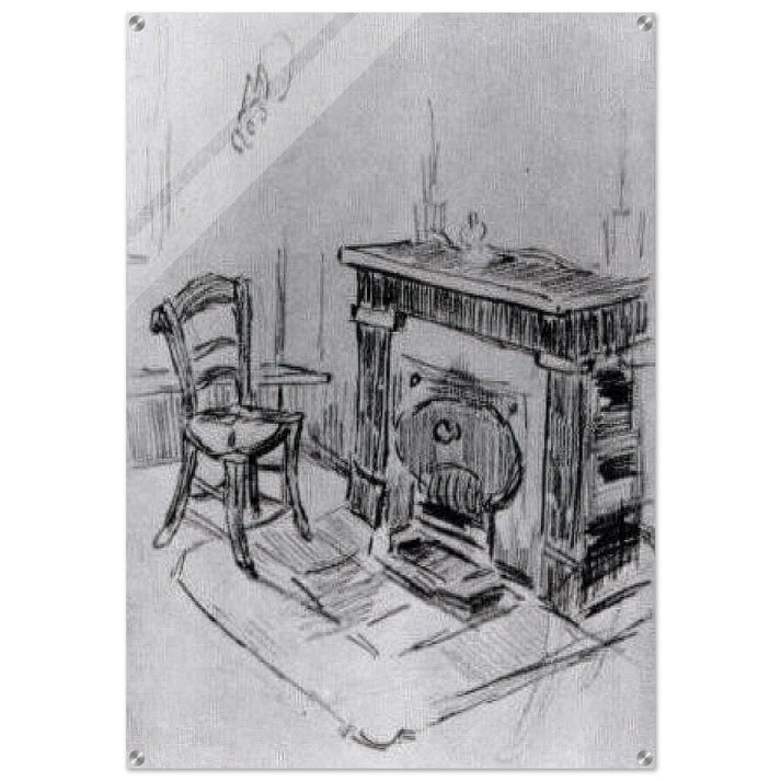 Mantelpiece with Chair - Vincent van Gogh Acrylic Print - 70x100 cm / 28x40″ inches | Vincent van Gogh Wall Art | Vincent van Gogh Prints