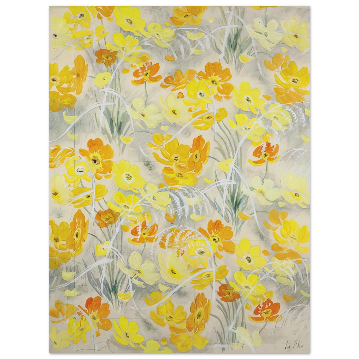 Le Pho - Orange and Yellow Flowers - Post-Impressionism Fine Art Poster - Default Title