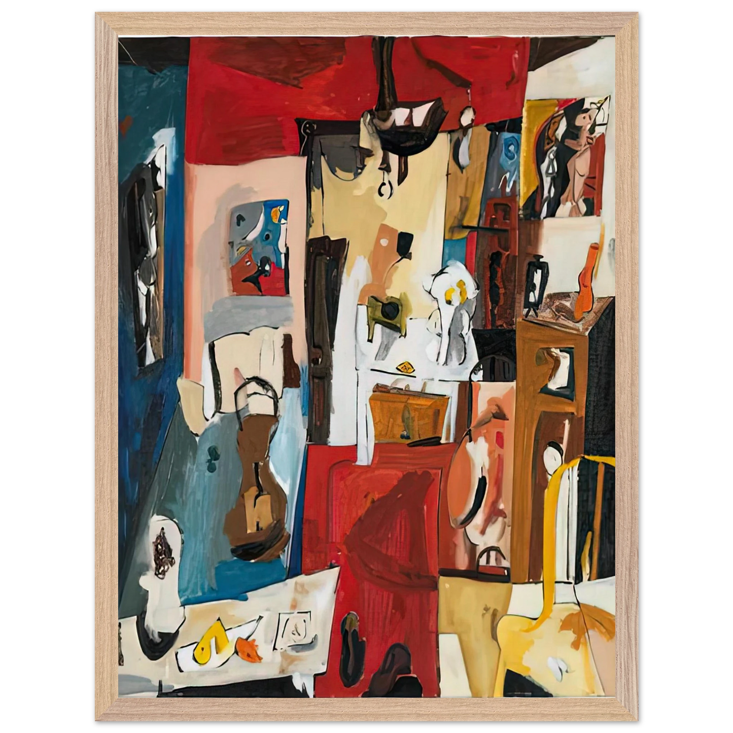 Helen Frankenthaler - 21st Street Studio, 1950- Wall Art - 21x29.7 cm / 8x12" - Premium Wooden Framed Poster With Fine Art Paper - White frame