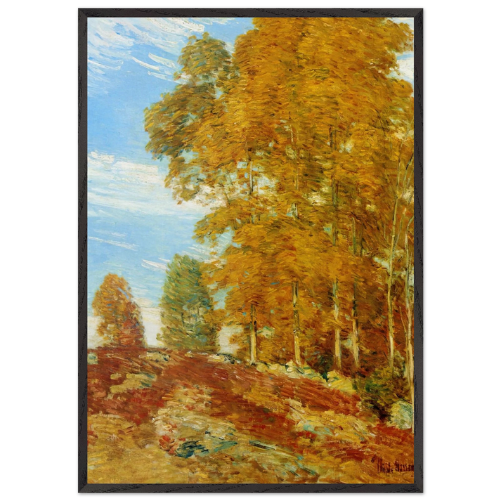 Autumn Hilltop New England - Childe Hassam 70x100 cm / 28x40 inches Framed Art Print – Black Wooden Frame