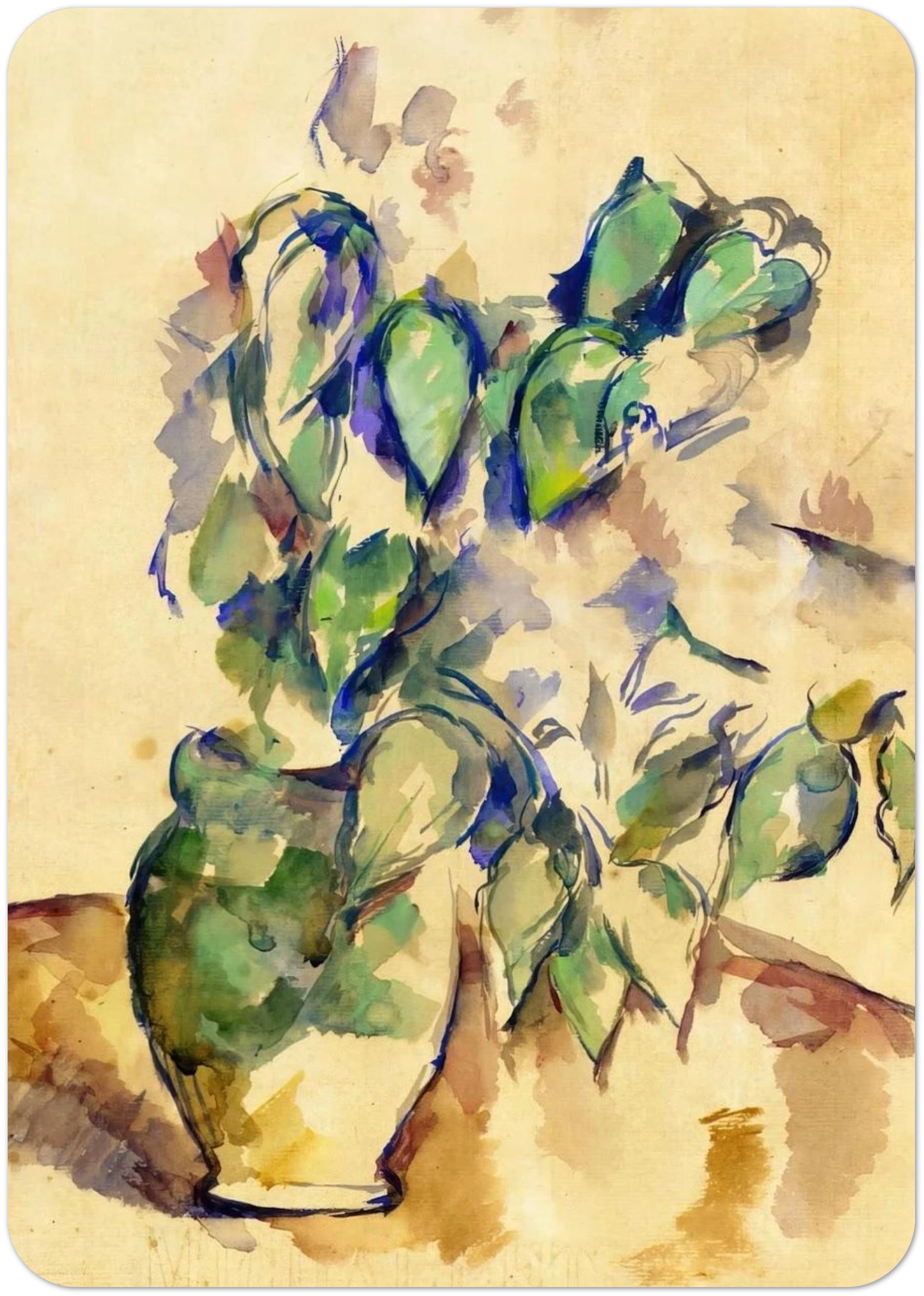 Leaves in a Green Pot By Paul Cézanne Pack of 10 Post Cards | Paul Cézanne Post Cards | A6 (10.5 x 14.8 cm) - 4.1 x 5.8 inches