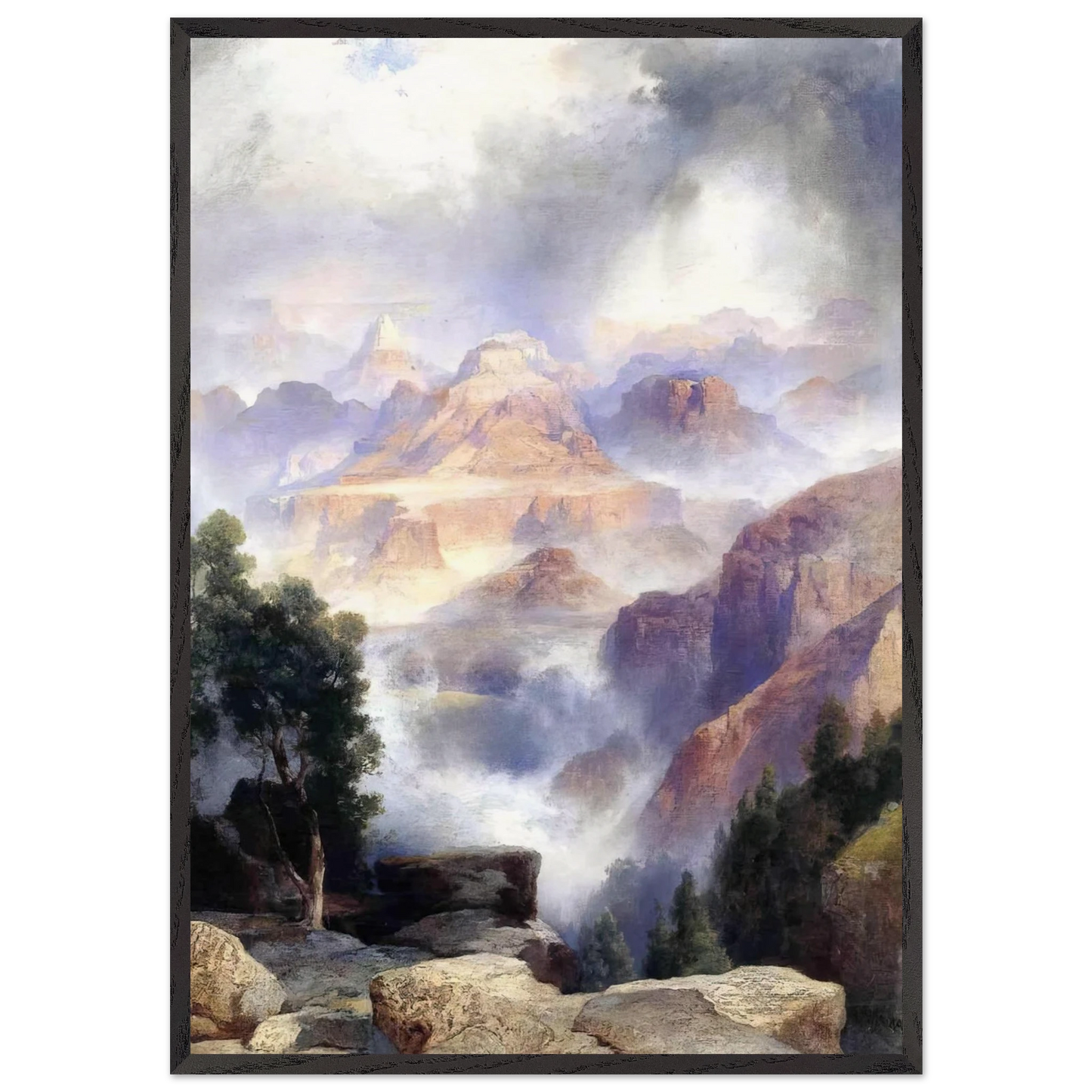 A Showery Day Grand Canyon - Thomas Moran 70x100 cm / 28x40 inches Framed Art Print – Black Wooden Frame