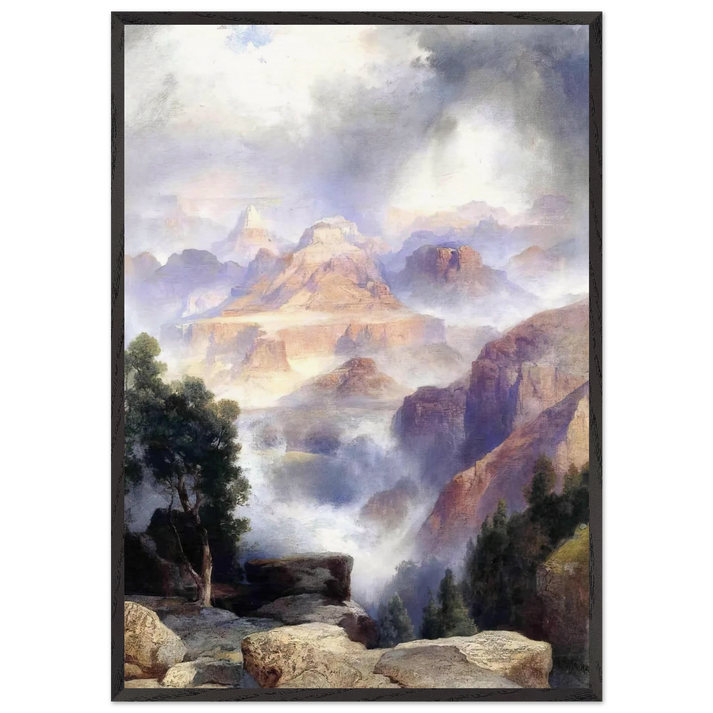 A Showery Day Grand Canyon - Thomas Moran 70x100 cm / 28x40 inches Framed Art Print – Black Wooden Frame