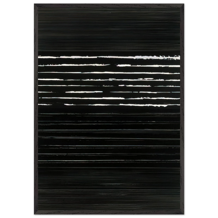 Peinture 324 x 181 cm 14 mars 1999 Polyptyque - 1999 - Pierre Soulages 70x100 cm / 28x40 inches Framed Art Print – Black Wooden Frame