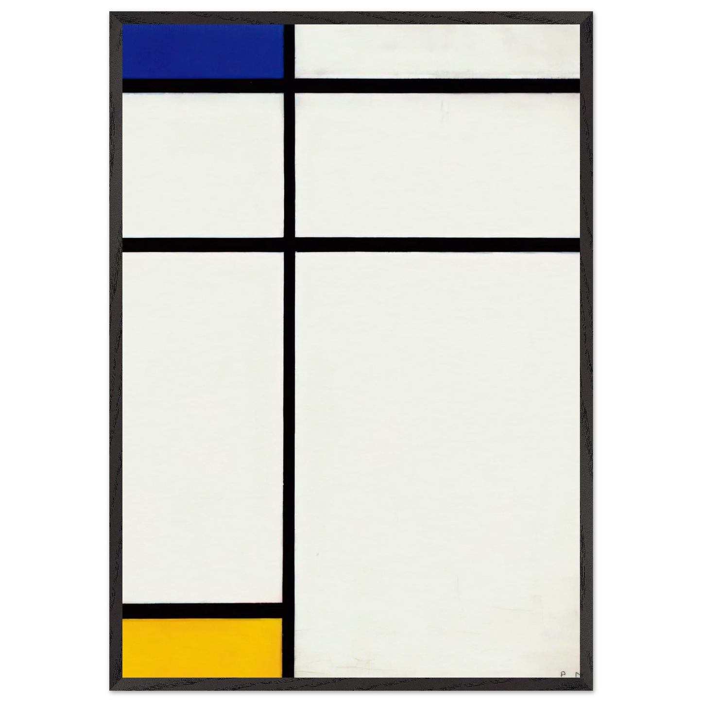 Composition III with Blue Yellow and White - Piet Mondrian 70x100 cm / 28x40 inches Framed Art Print – Black Wooden Frame