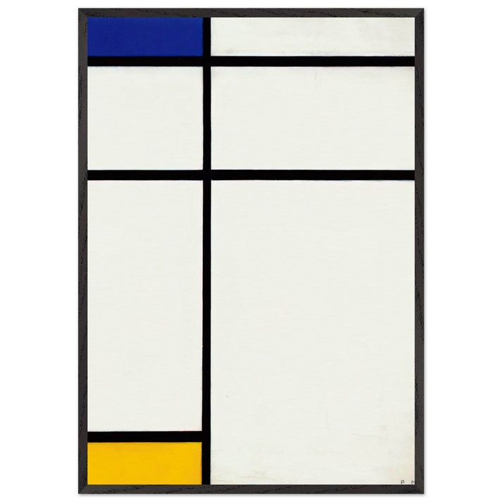 Composition III with Blue Yellow and White - Piet Mondrian 70x100 cm / 28x40 inches Framed Art Print – Black Wooden Frame