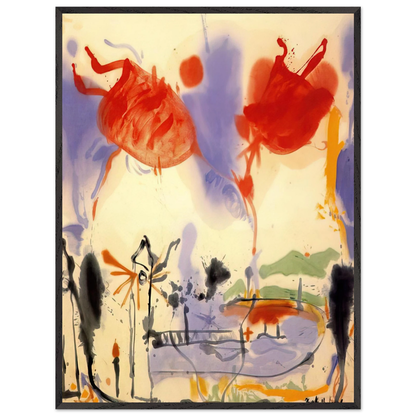 Helen Frankenthaler - Round Trip - 1957 Wall art - 15x20 cm / 6x8 inches - Premium Wooden Framed Poster With Fine Art Paper - Wood frame