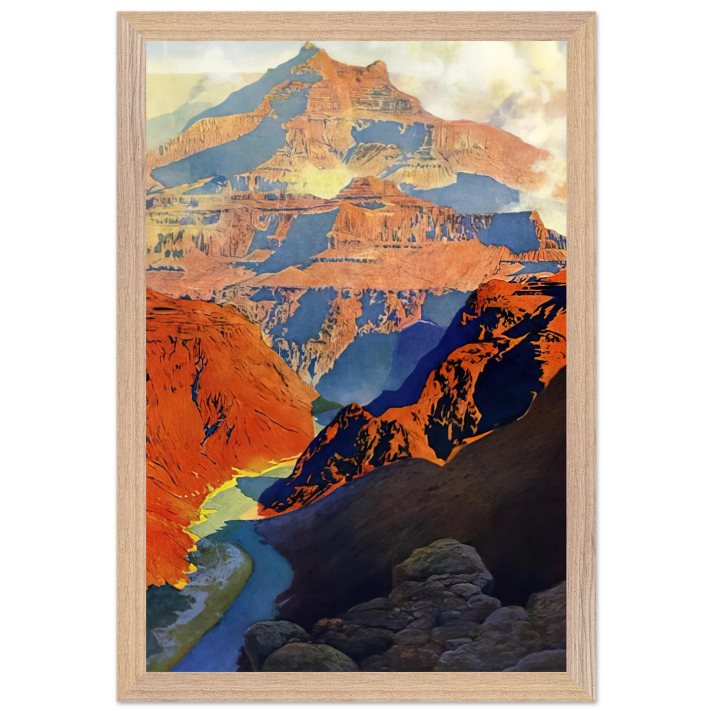 Maxfield Parrish - Grand Canyon Wall Art - 60x80 cm / 24x32 inches - Premium Wooden Framed Poster With Fine Art Paper-canvas - White frame