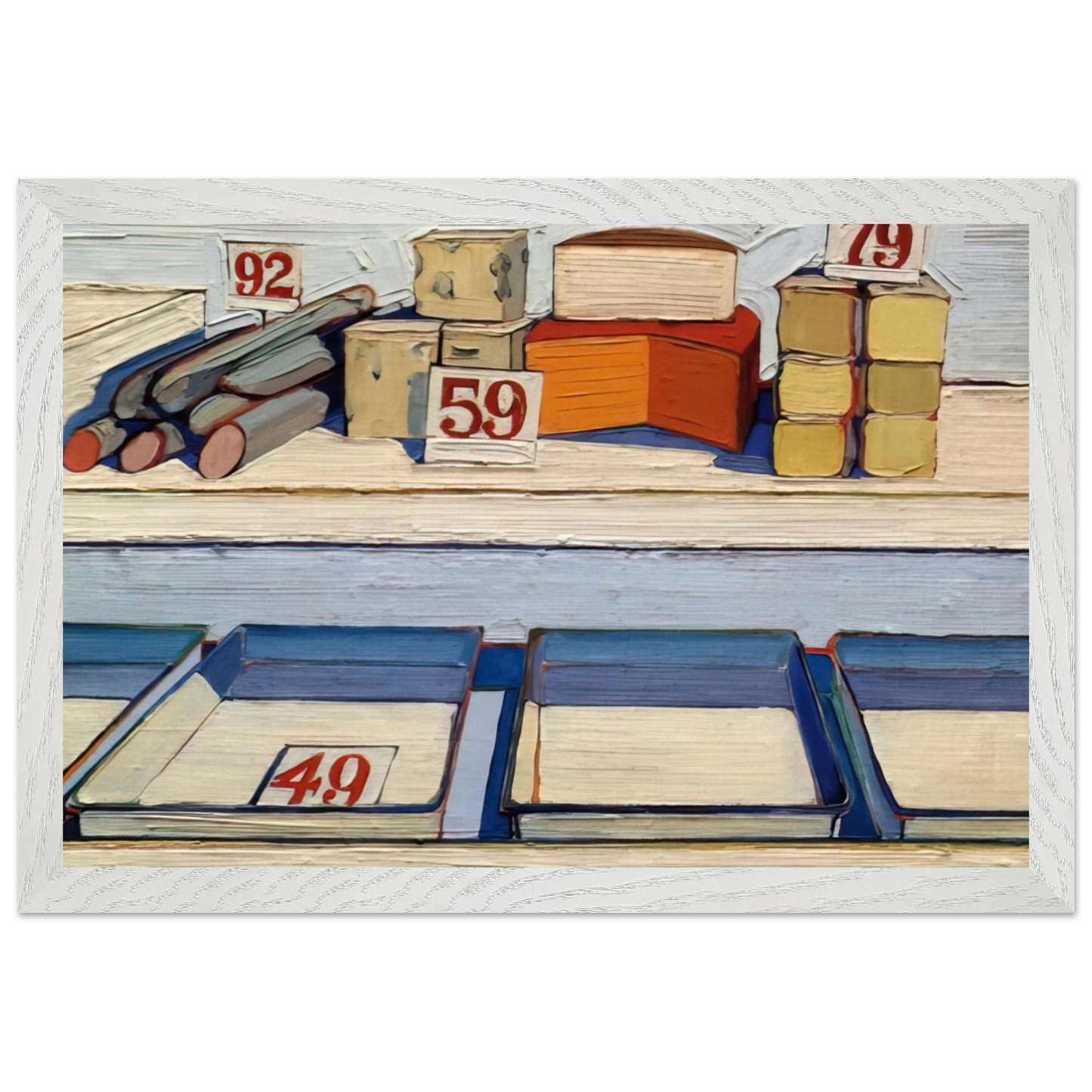 Wayne Thiebaud - Delicatessen Counter - 1962 Wall Art - 60x80 cm / 24x32 inches - Premium Wooden Framed Poster With Fine Art Paper-canvas - Wood frame