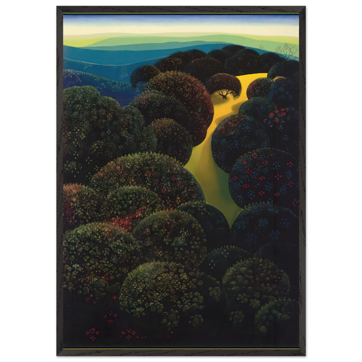 Hidden Pasture - Eyvind Earle 70x100 cm / 28x40 inches Framed Art Print – Black Wooden Frame