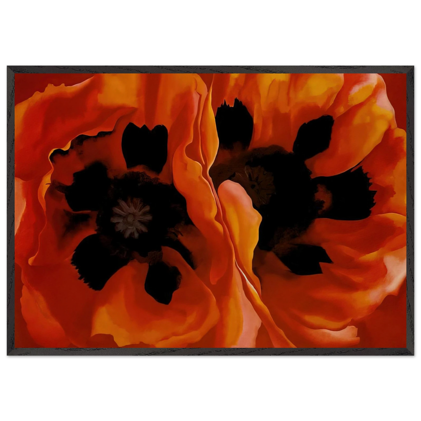 Oriental Poppies - Georgia OKeeffe 70x100 cm / 28x40 inches Framed Art Print – Black Wooden Frame