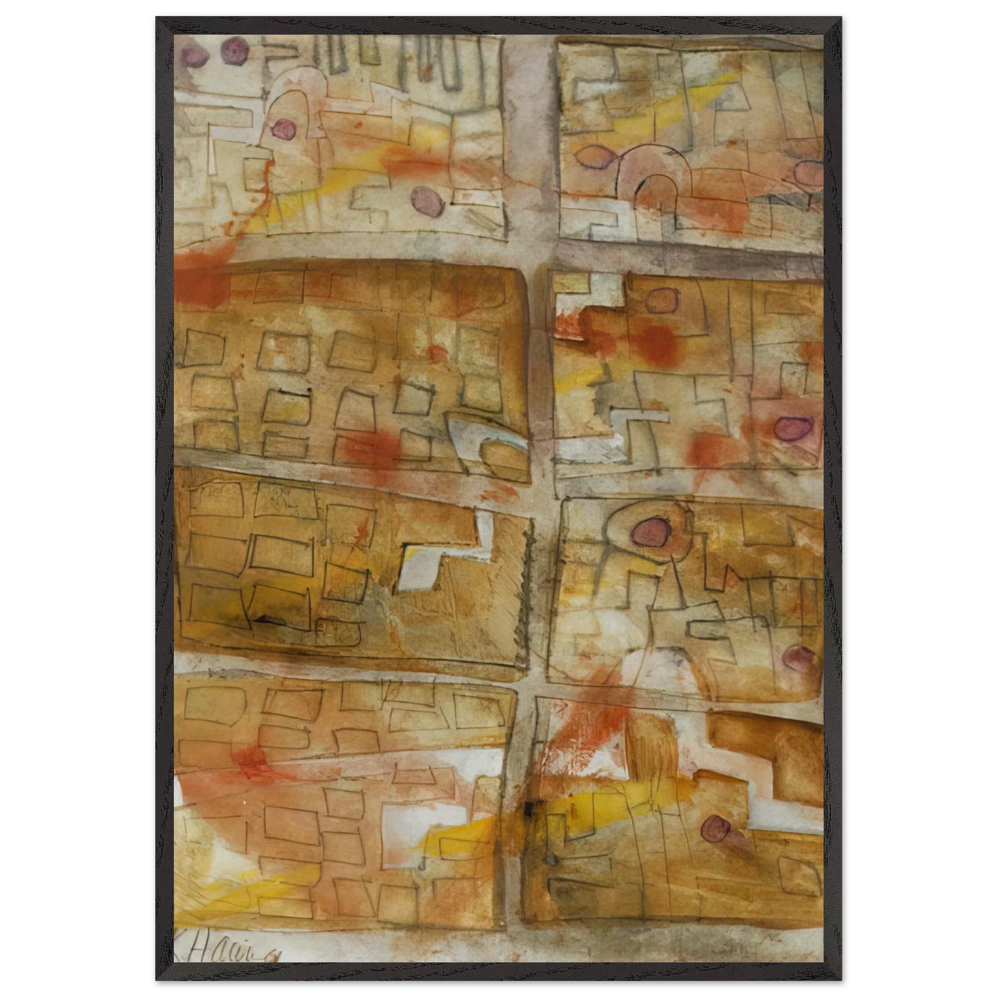 UNTITLED 1978 3 N1 - Keith Haring Framed Art Print – Black Wooden Frame - Default Title - -Framed Art Print