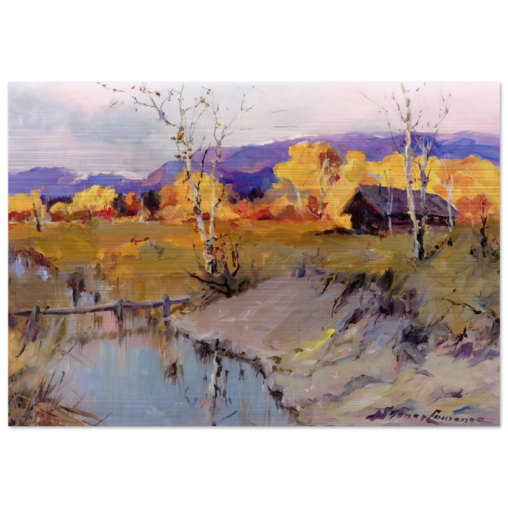 Autumn Morning - Romanticism - Sydney Laurence Brushed Aluminum Print - 70x100 cm / 28x40 inches | Sydney Laurence Aluminum Print | Sydney Laurence Prints