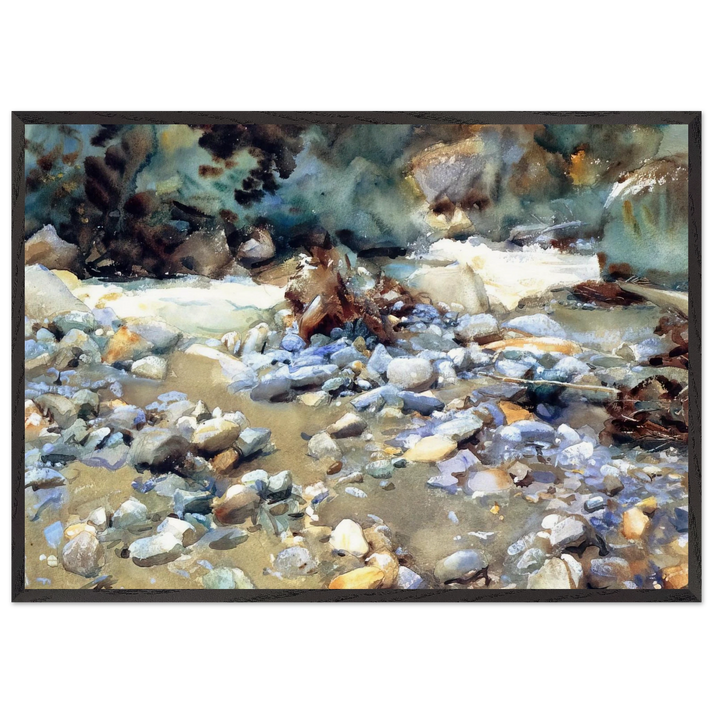Purtud Bed of a Glacier Torrent - John Singer Sargent 70x100 cm / 28x40 inches Framed Art Print – Black Wooden Frame